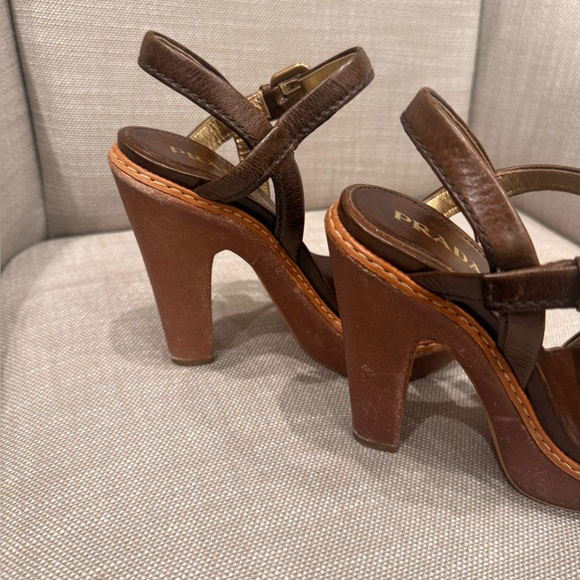 Prada Women's Dark Brown Leather Heels - Picture 8 of 11